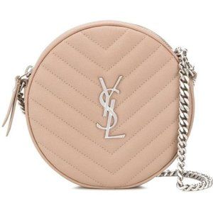 New Saint Laurent Camera Vinyle Round 610436 Beige Leather Cross Body Bag